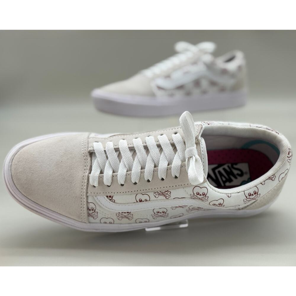 Vans Old Skool ComfyCush White Skull Sneakers Suede Low Top Size 10.5 - Picture 10 of 10
